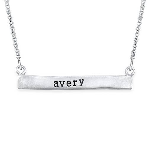 Stamped Horizontal Name Bar Necklace in Silver product photo