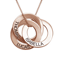 Engraved Russian Ring Necklace In Rose Gold Plating