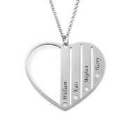 Heart Shaped Diamond Necklace in Sterling Silver
