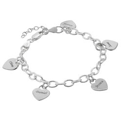 Personalized Heart Charm Bracelet In Sterling Silver