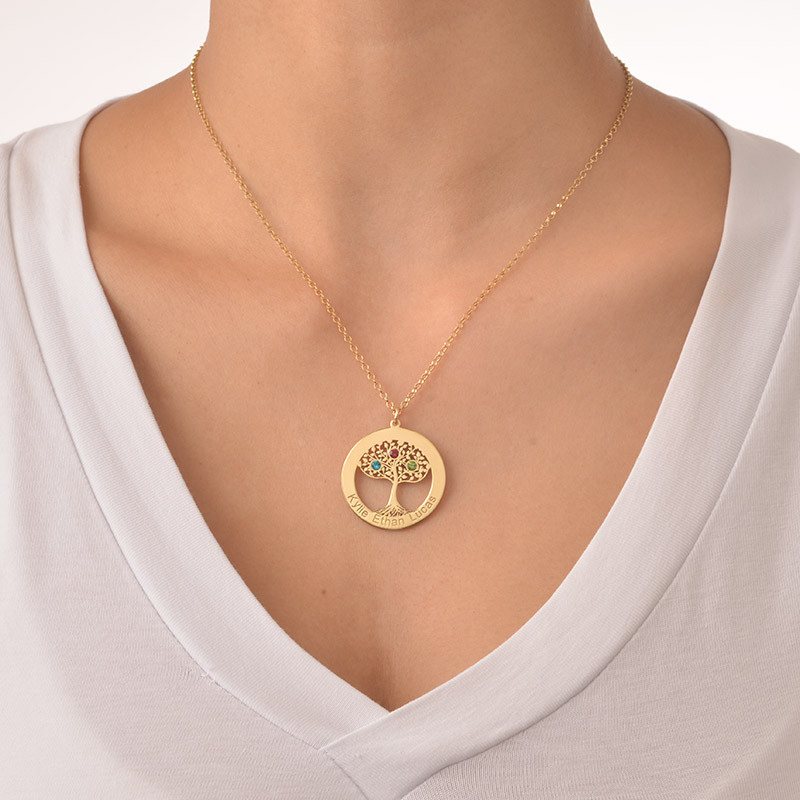 Gold Plated Personalized Tree of Life Necklace - 1