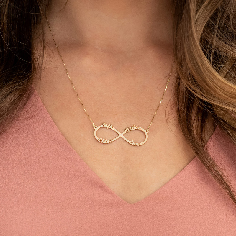 Personalized Family Infinity Necklace in 14K Solid Gold - 2