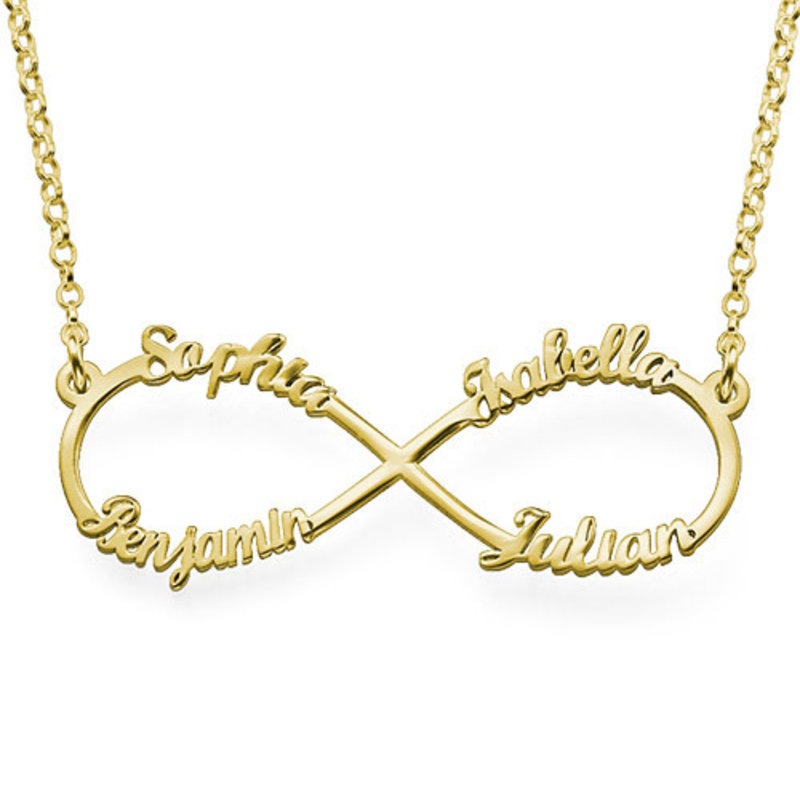 Personalized Family Infinity Necklace in Gold Plating