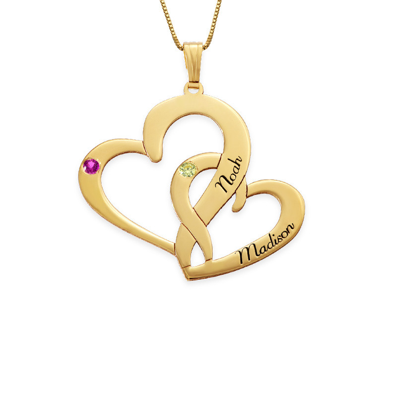 14K Solid Gold Heart in Heart Necklace