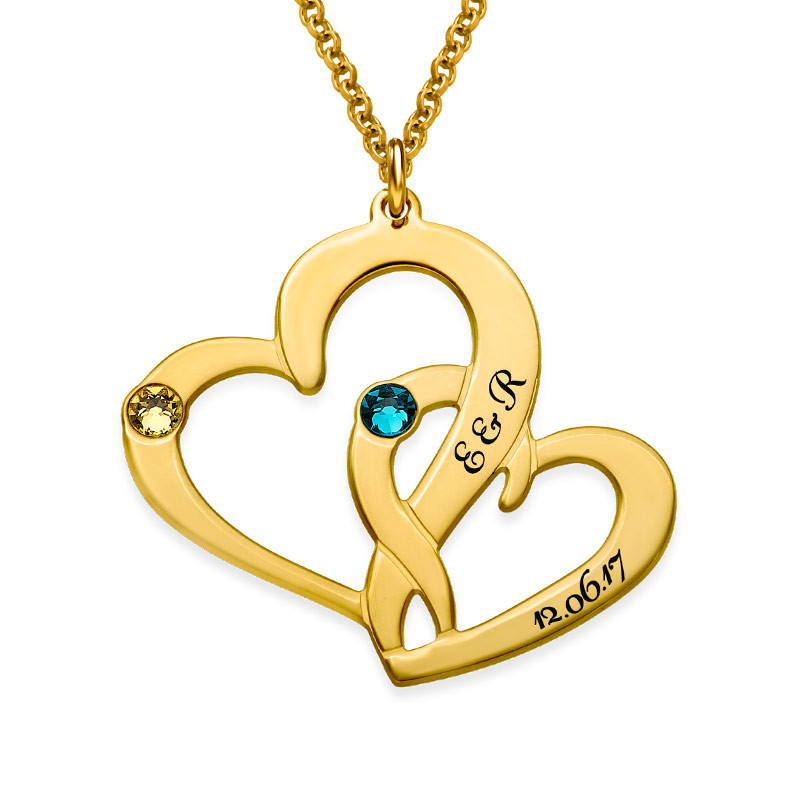 14K Solid Gold Heart in Heart Necklace - 1