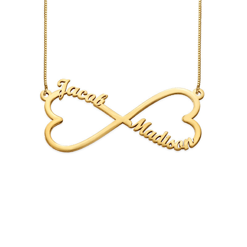 Personalized Heart Shaped Infinity Necklace in 14K Gold