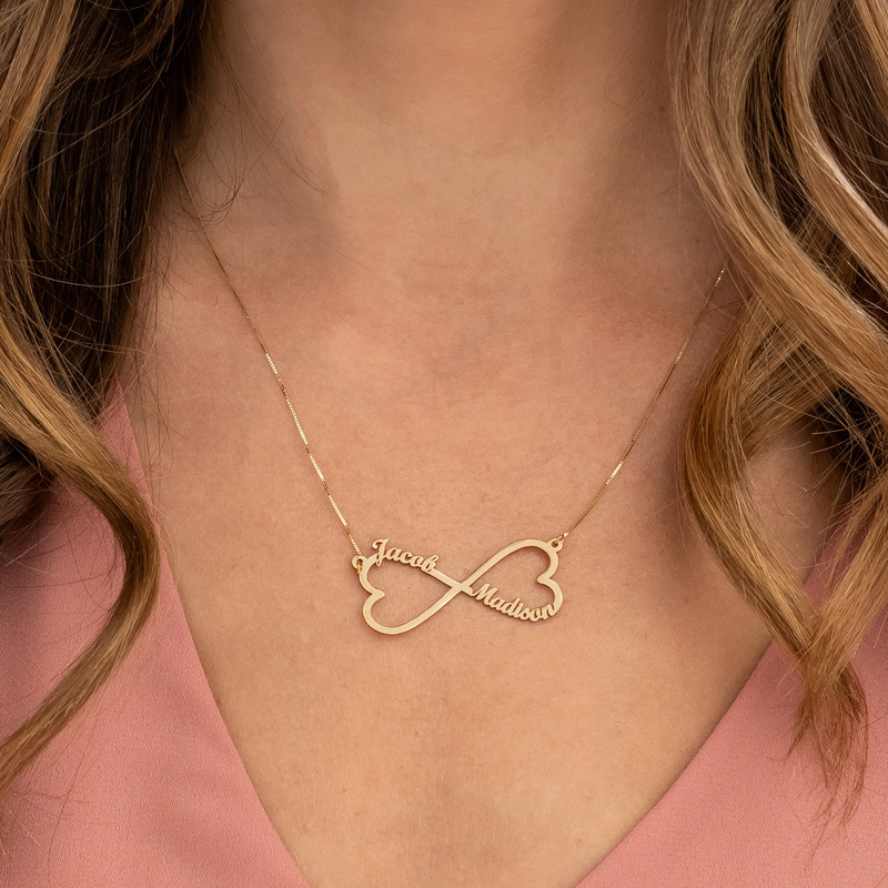 Personalized Heart Shaped Infinity Necklace in 14K Gold - 2