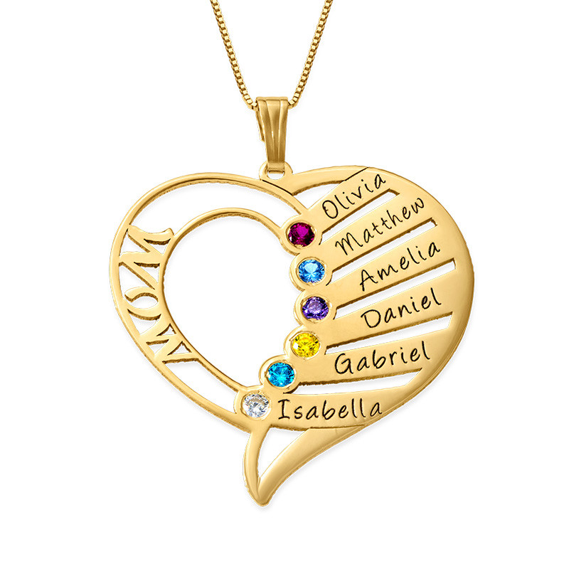 Engraved Mother Heart Necklace – 14K Gold