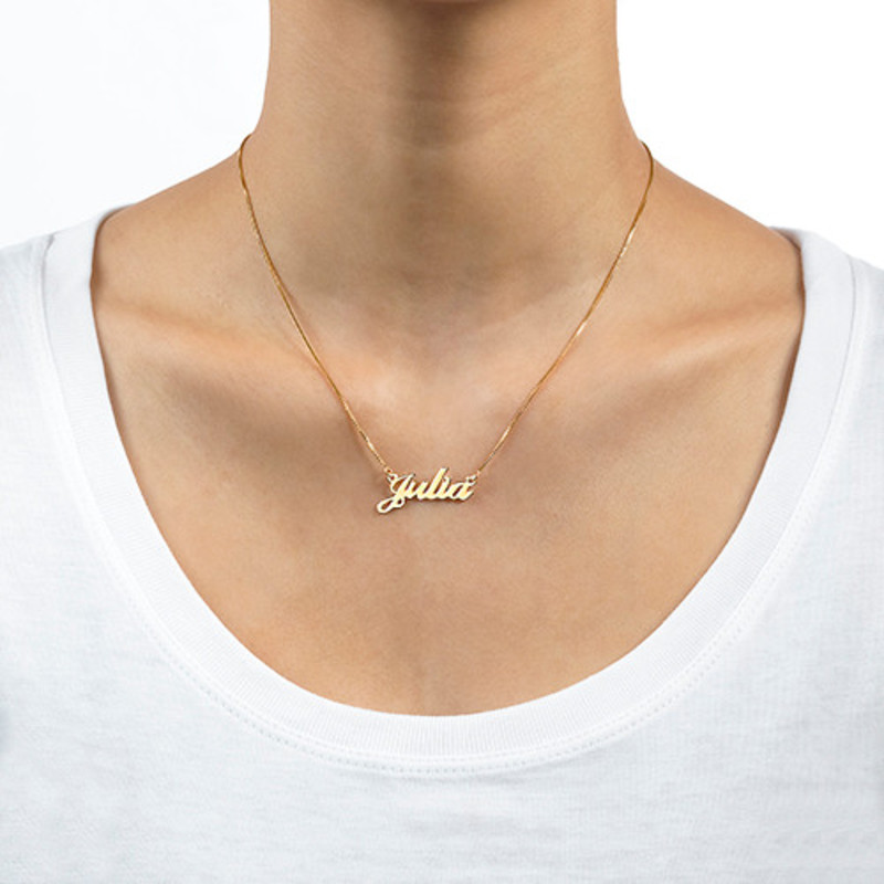 Tiny Stylish Name Necklace in Gold Plating - 1