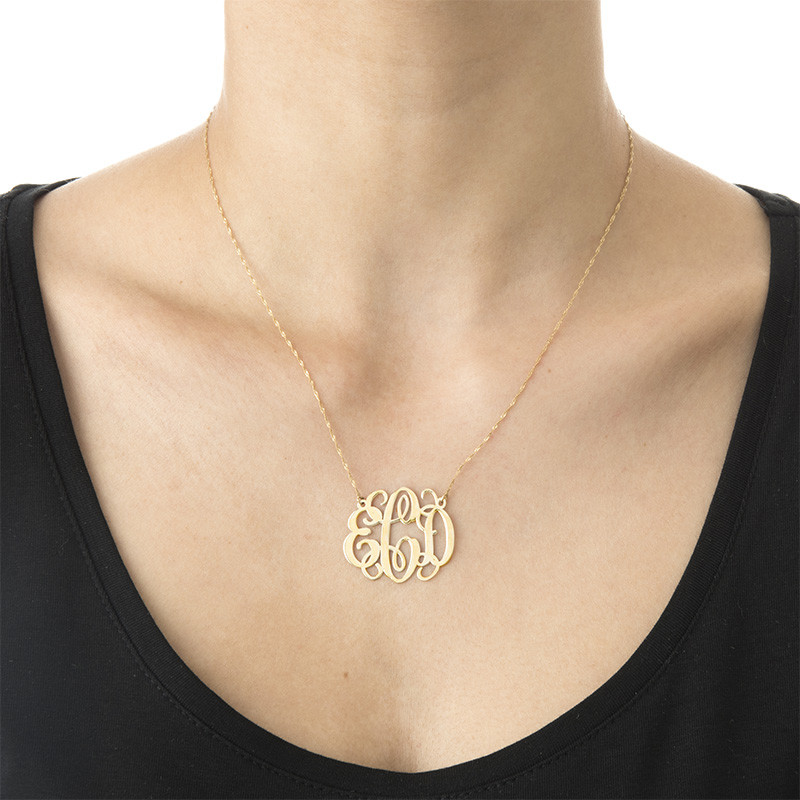 14K Gold Monogram Necklace - 1