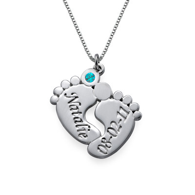 Baby Feet Necklace with a Birthstone - 1 product photo