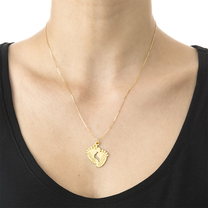 14K Gold Baby Feet Necklace - 1