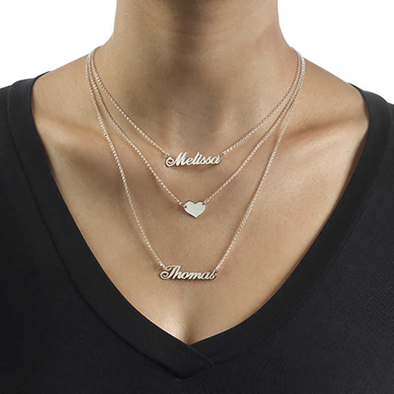 Layered Name Necklace in Sterling Silver - 3 product photo