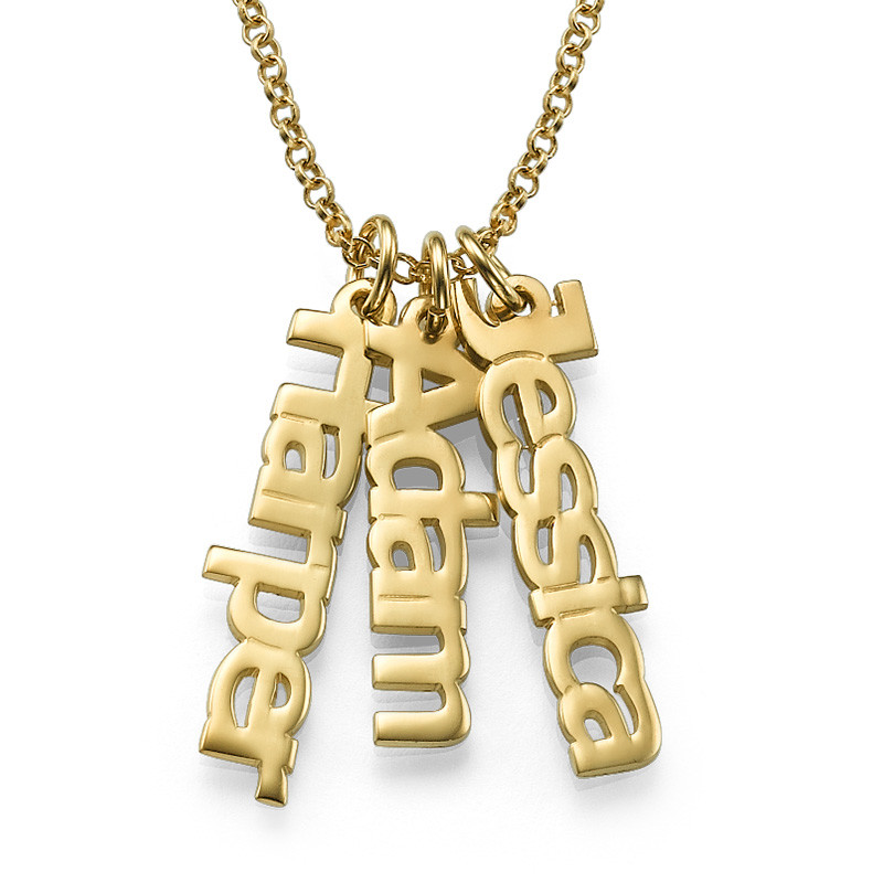 Multiple Vertical Name Necklace in Gold Plating