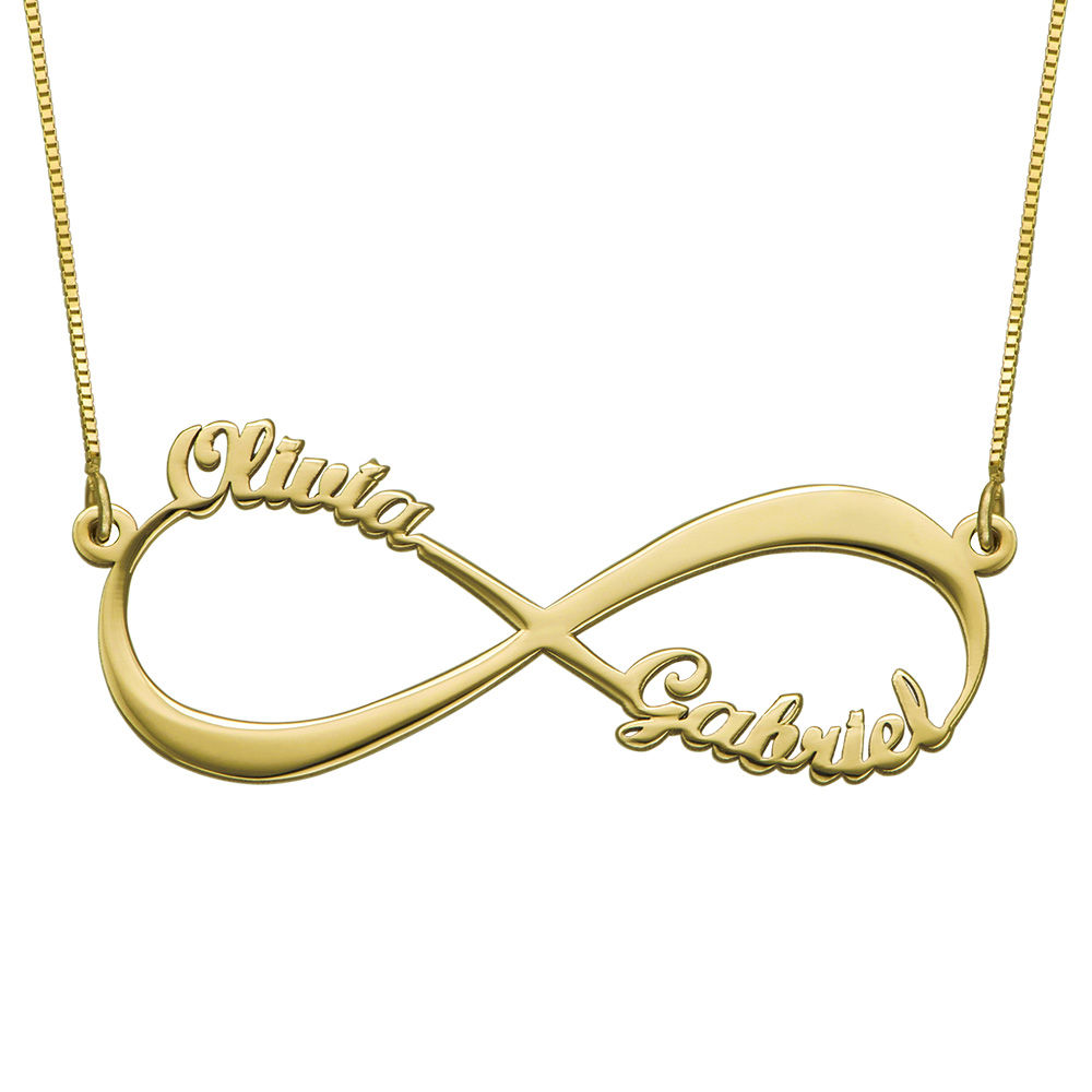 VeeVoice Custom Name Necklace Personalized Infinity Necklace Customized 18K Gold Pendant Jewelry Gift for Women 