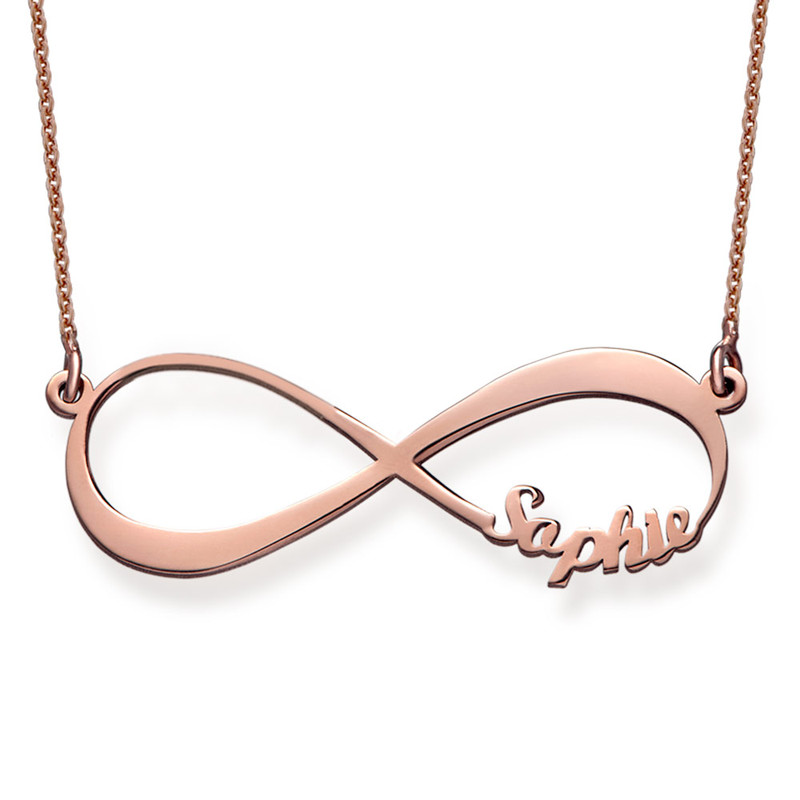 Rose Gold Plated Personalized Infinity Necklace - 1