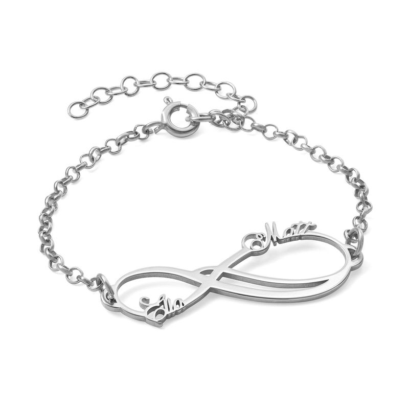 Personalized Infinity Symbol Bracelet in 14K White Gold product photo