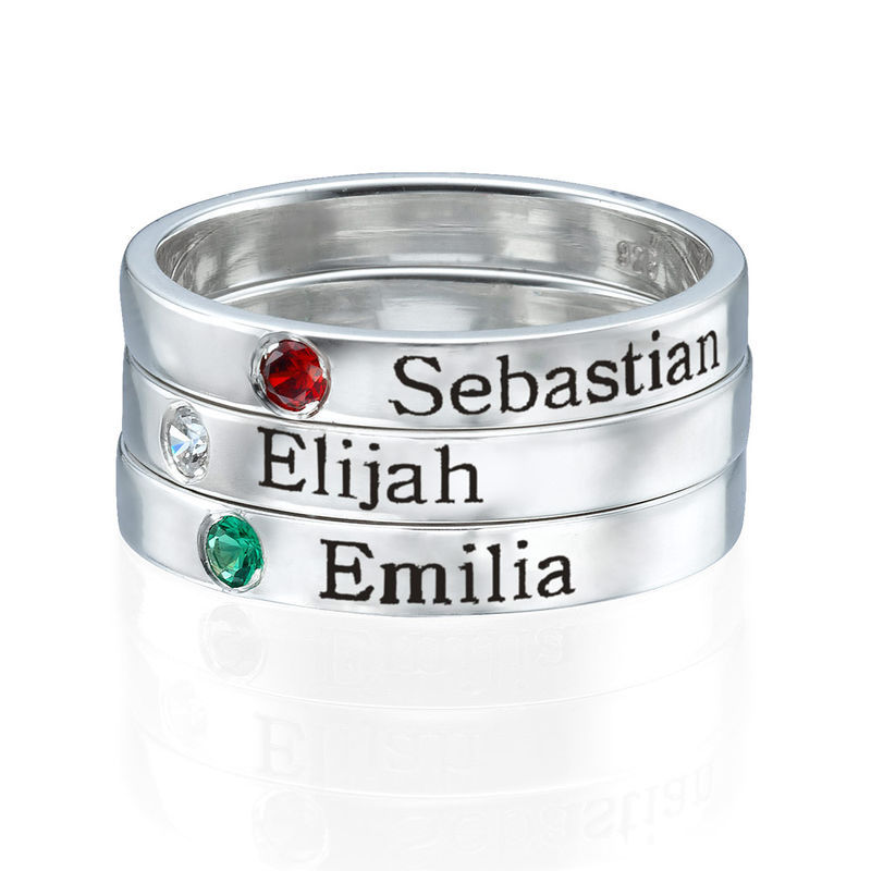 Stackable Birthstone Name Ring - 2