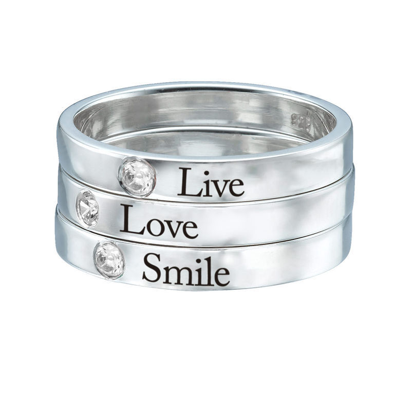 Stackable Birthstone Name Ring - 3