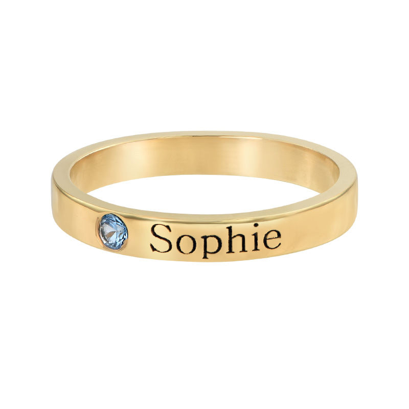 Stackable Birthstone Name Ring - 18k Gold Plated - 1 product photo