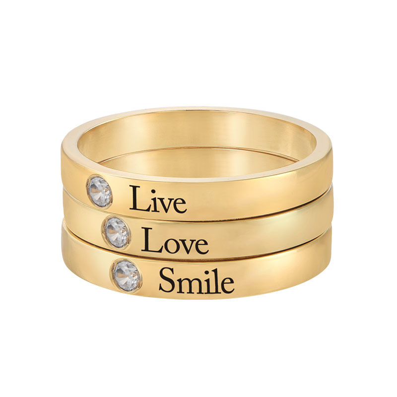 Stackable Birthstone Name Ring - 18k Gold Plated - 3 product photo