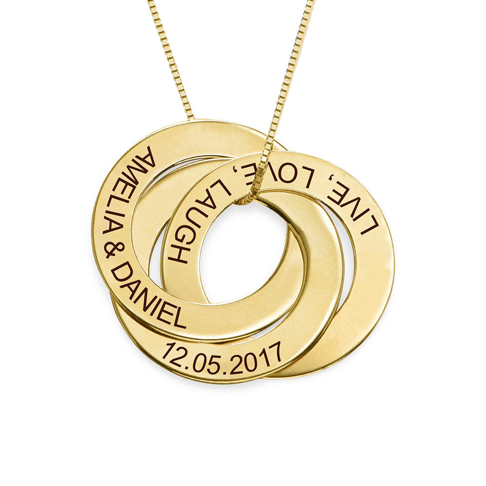 Engraved Russian Ring Necklace in 10K Gold - 1 product photo