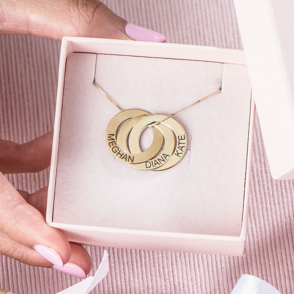 Engraved Russian Ring Necklace in 10K Gold - 5 product photo