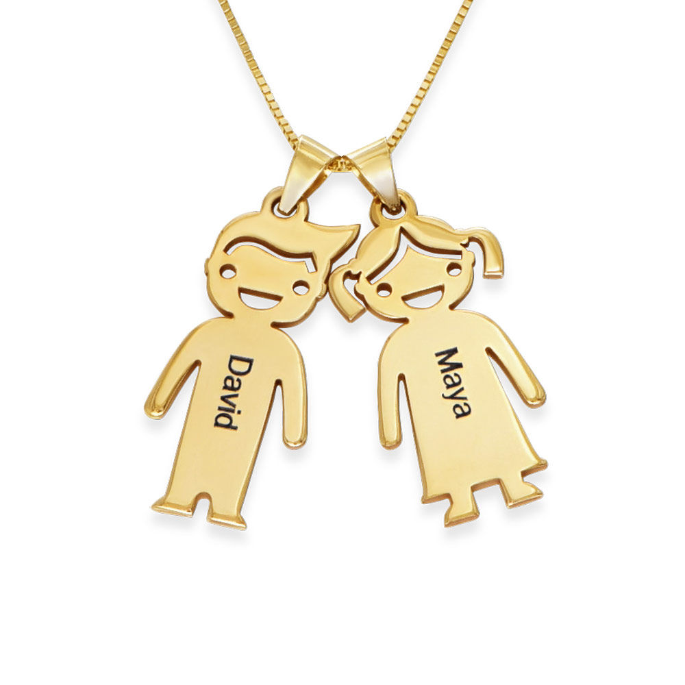 Personalized Kids Charm Necklace for Mom in 10K Yellow Gold