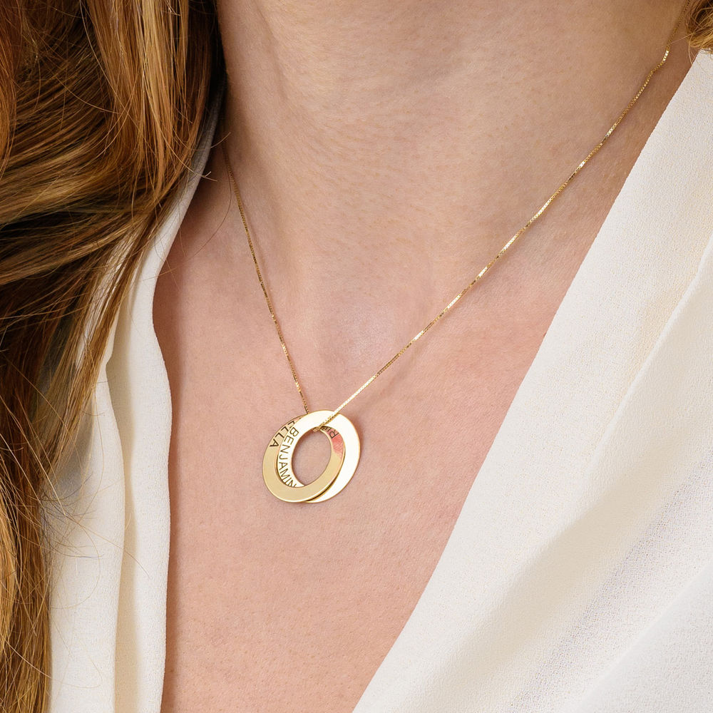 Russian Ring Necklace with 2 Rings - 10K Yellow Gold - 4 product photo