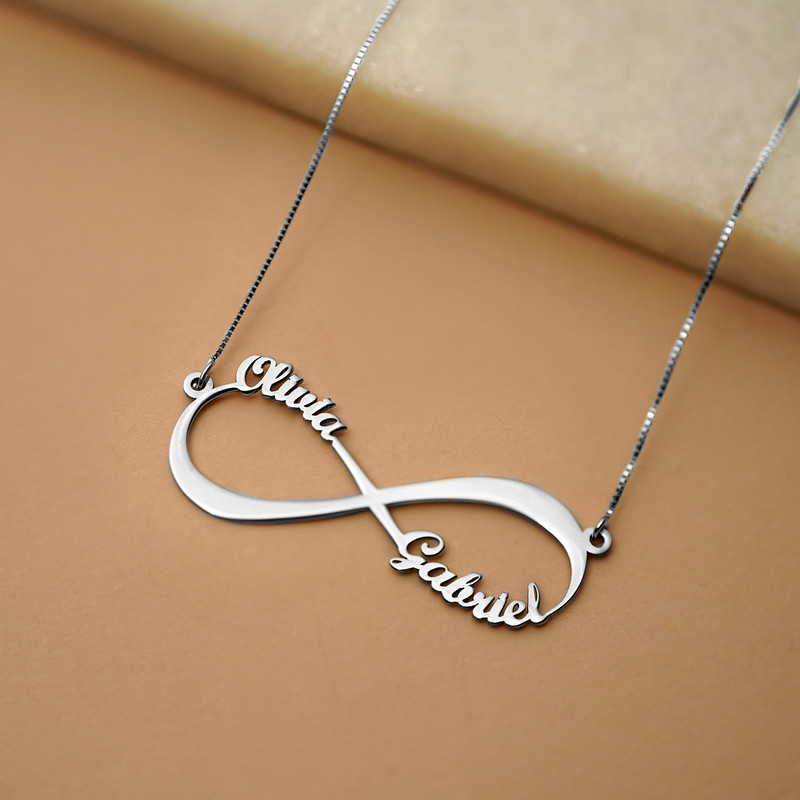 Infinity Name Necklace in 10K White Gold - 2