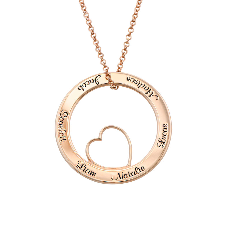 Personalized Love Circle Necklace in Rose Gold Plated