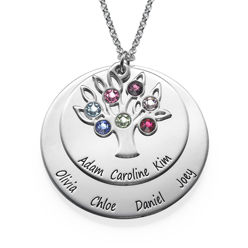 Personalized Tree of Life Necklace with Birthstones product photo