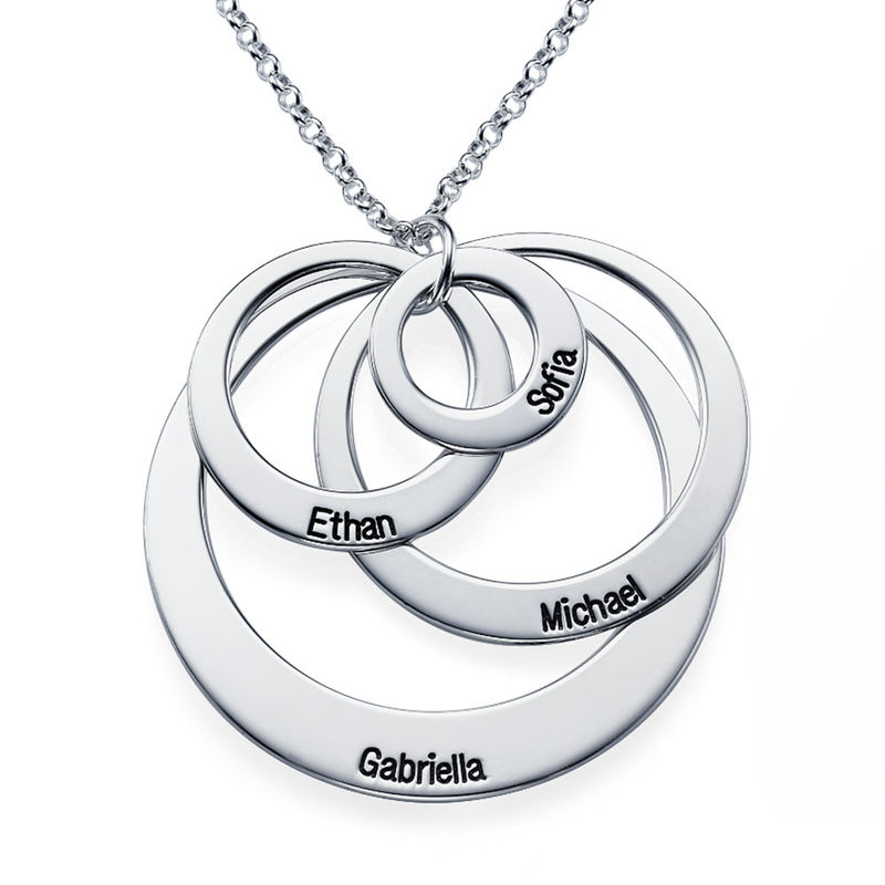 Four Open Circles Necklace with Engraving in Sterling Silver - 1