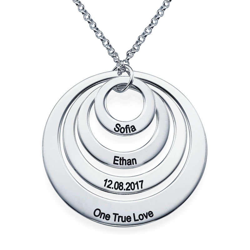 Four Open Circles Necklace with Engraving in Sterling Silver - 2