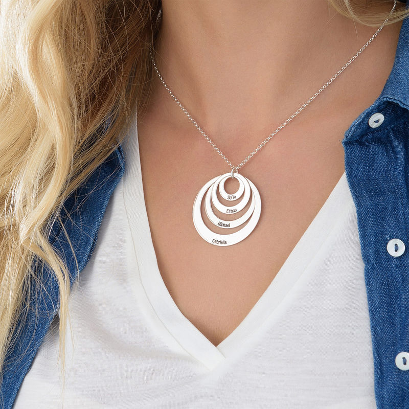 Four Open Circles Necklace with Engraving in Sterling Silver - 4 product photo
