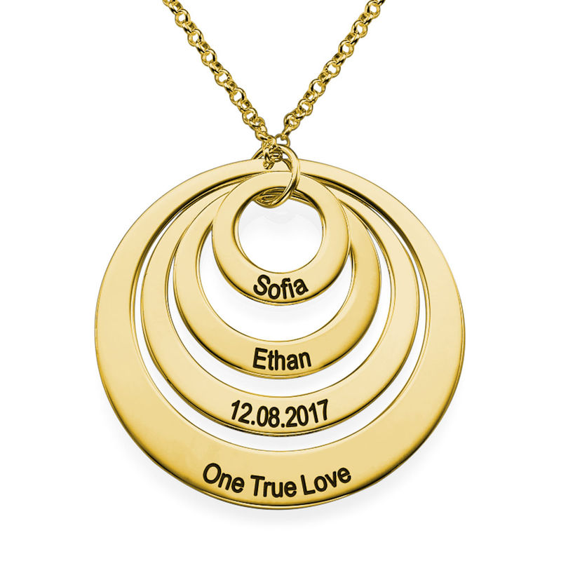 Four Open Circles Necklace with Engraving in Gold Plating - 1 product photo
