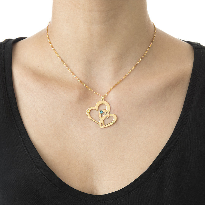 Gold Plated Heart in Heart Necklace - 1