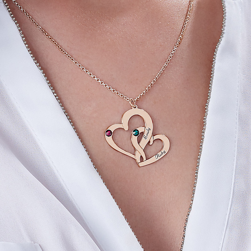 Rose Gold Plated Heart in Heart Necklace - 3