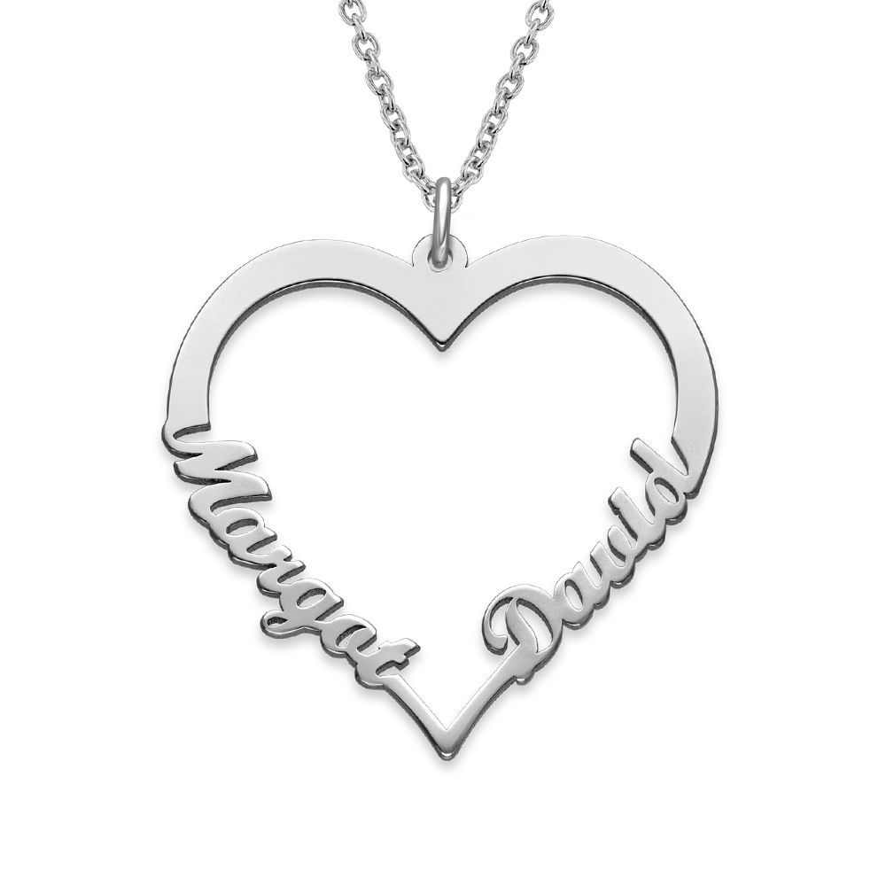 Script Heart Necklace in Sterling Silver