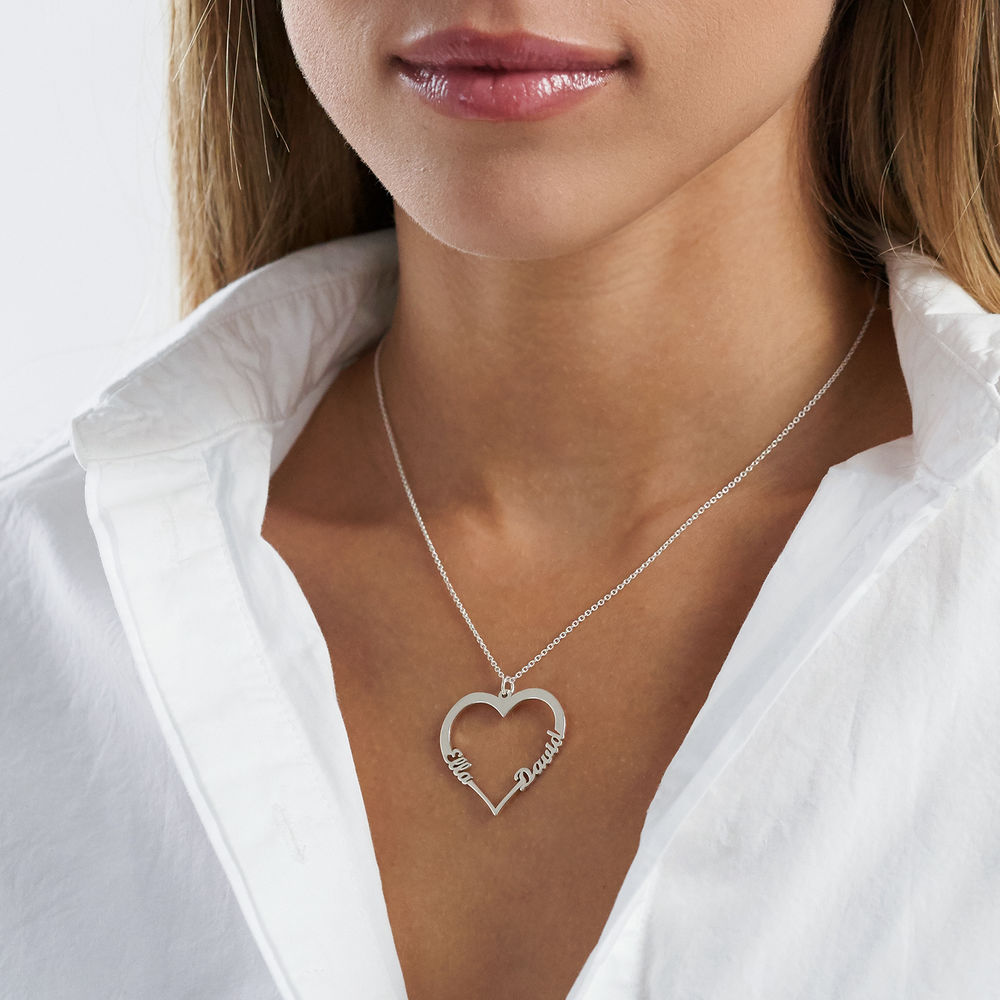Script Heart Necklace in Sterling Silver - 1