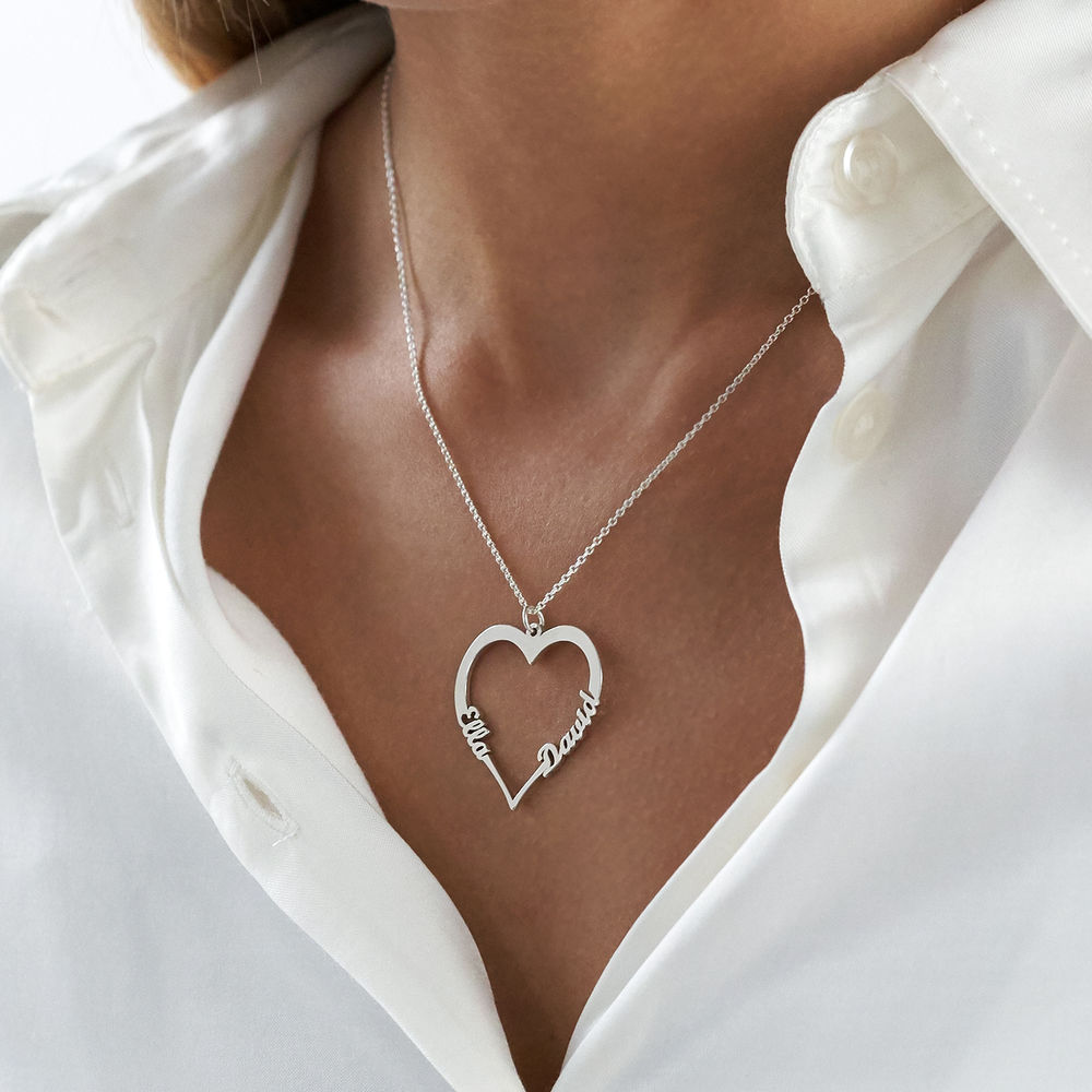 Script Heart Necklace in Sterling Silver - 2