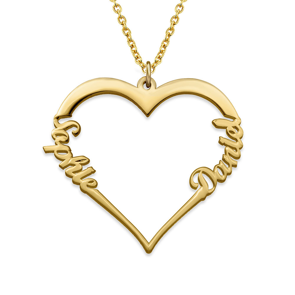 Script Heart Necklace in Gold Plating