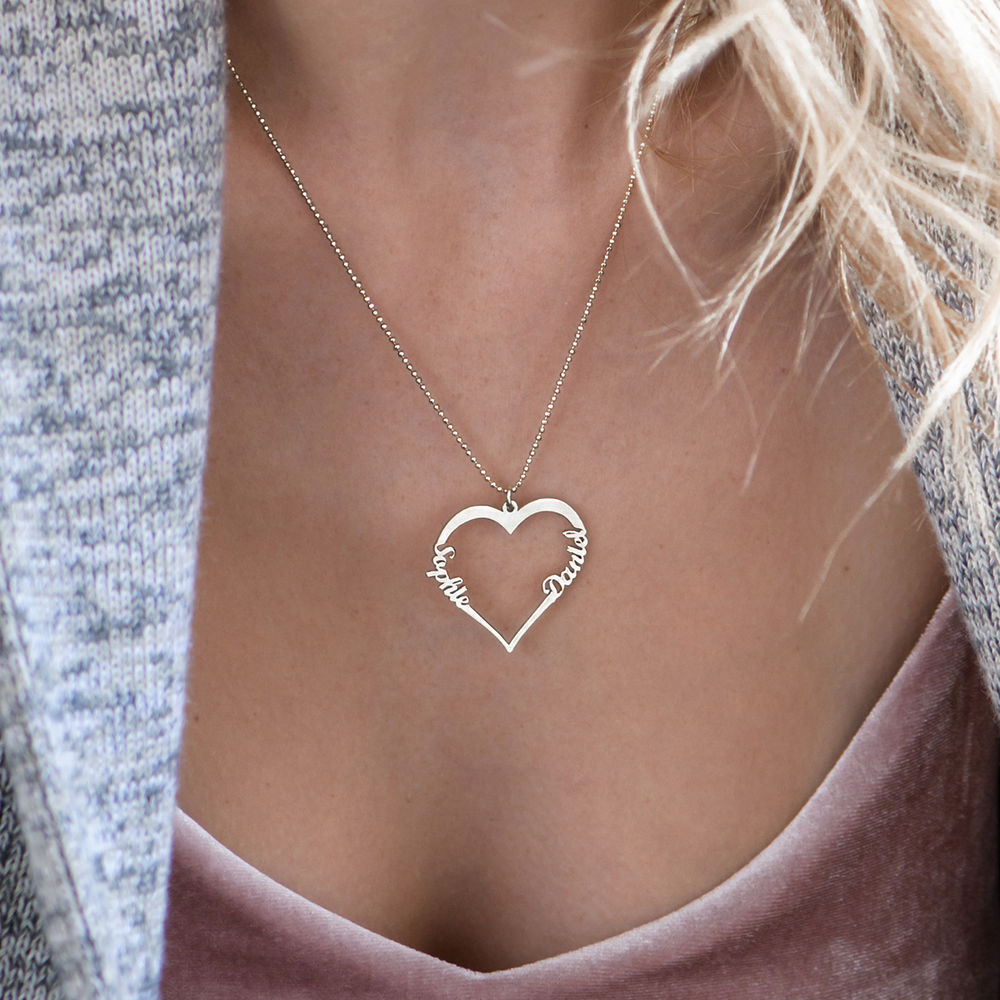 Custom Heart Necklace in 10K White Gold - 1
