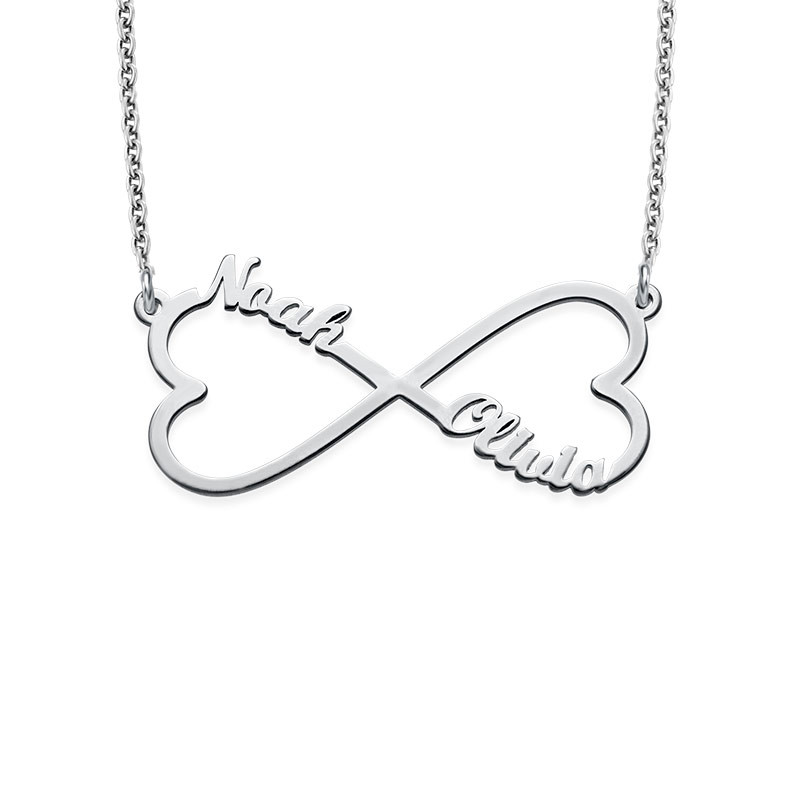 Personalized Heart Shaped Infinity Necklace in Sterling Silver