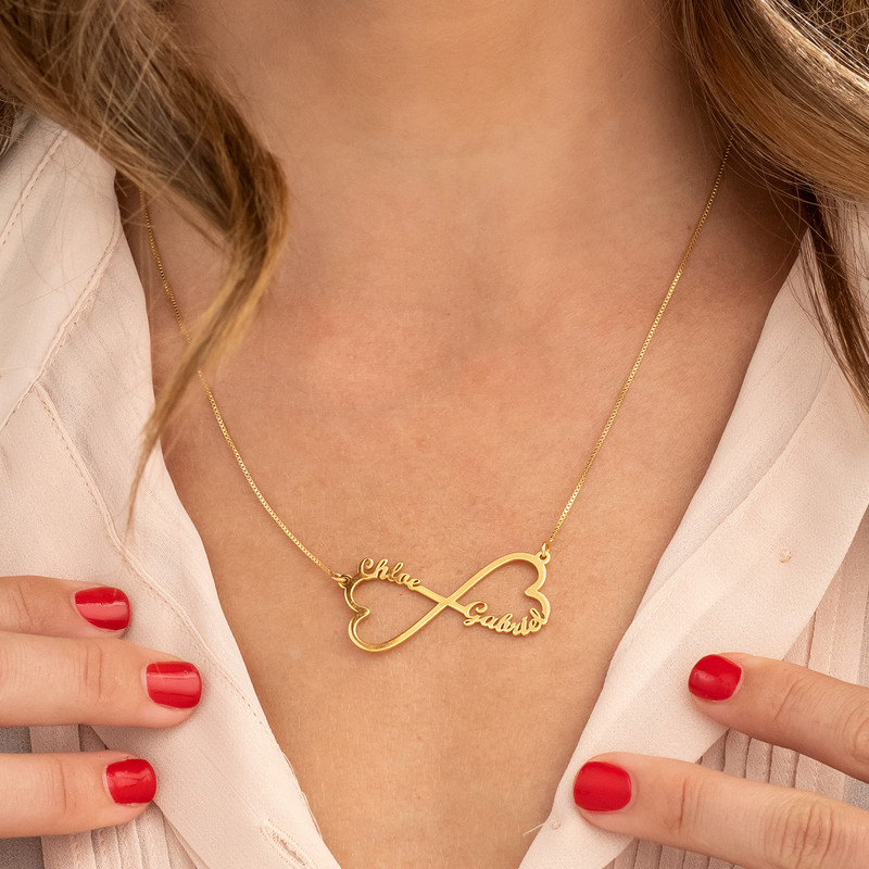 Personalized Heart Shaped Infinity Necklace in Gold Plating - 2 product photo
