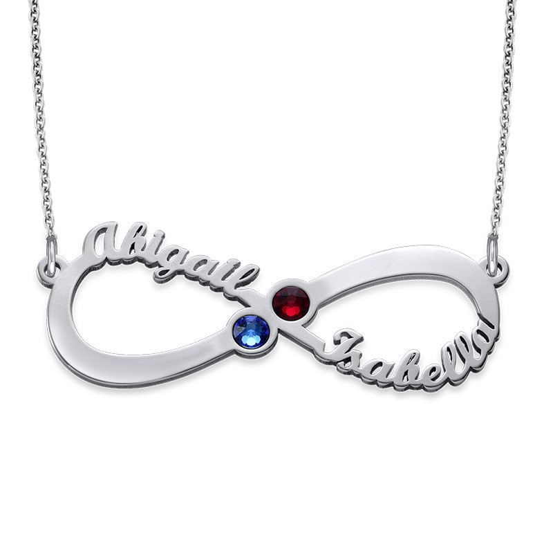 Personalized Infinity Necklace with Birthstones
