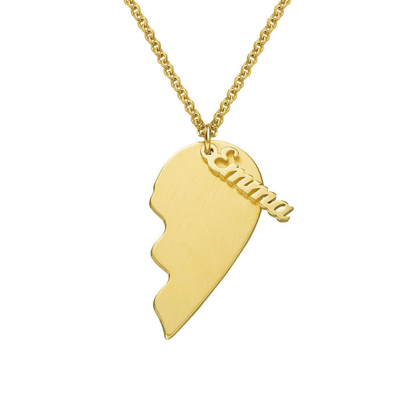 Couple Broken Heart Necklace in 18k Gold Vermeil Personalized with 2 names - 1