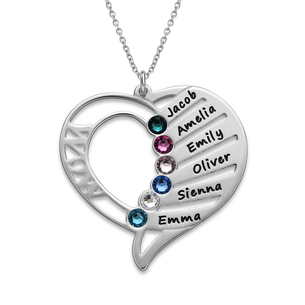 Engraved Mother Heart Necklace in Sterling Silver