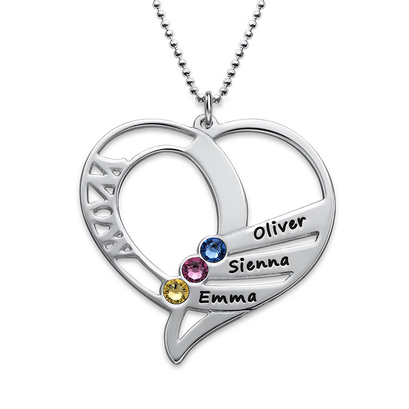 Engraved Mother Heart Necklace in Sterling Silver - 1