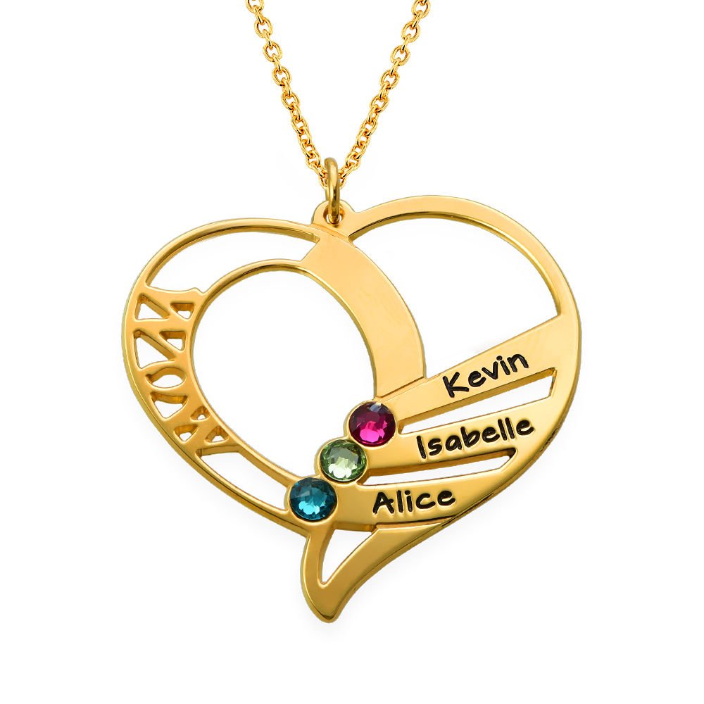 Engraved Mother Heart Necklace in Gold Plating